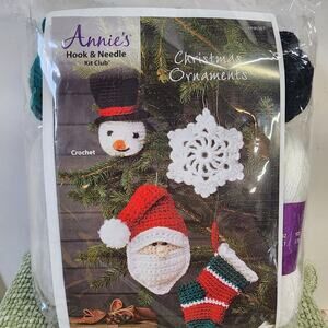 Annie’s Hook & Needle Crochet Kit Christmas Ornaments Santa Snowman Set